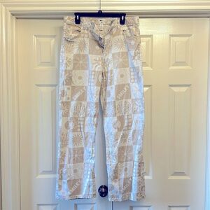 H&M khaki and white checkered “smiley” jeans